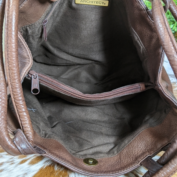 Architect Brown Distressed Leather Crossbody - Picture 7 of 9